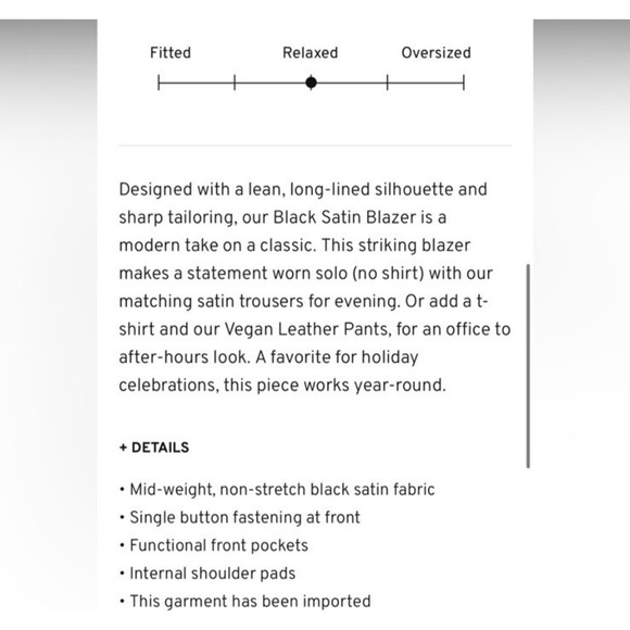 NWT Mayson The Label Relaxed Satin Blazer Black S Formal Holiday Party Classic - Picture 16 of 16